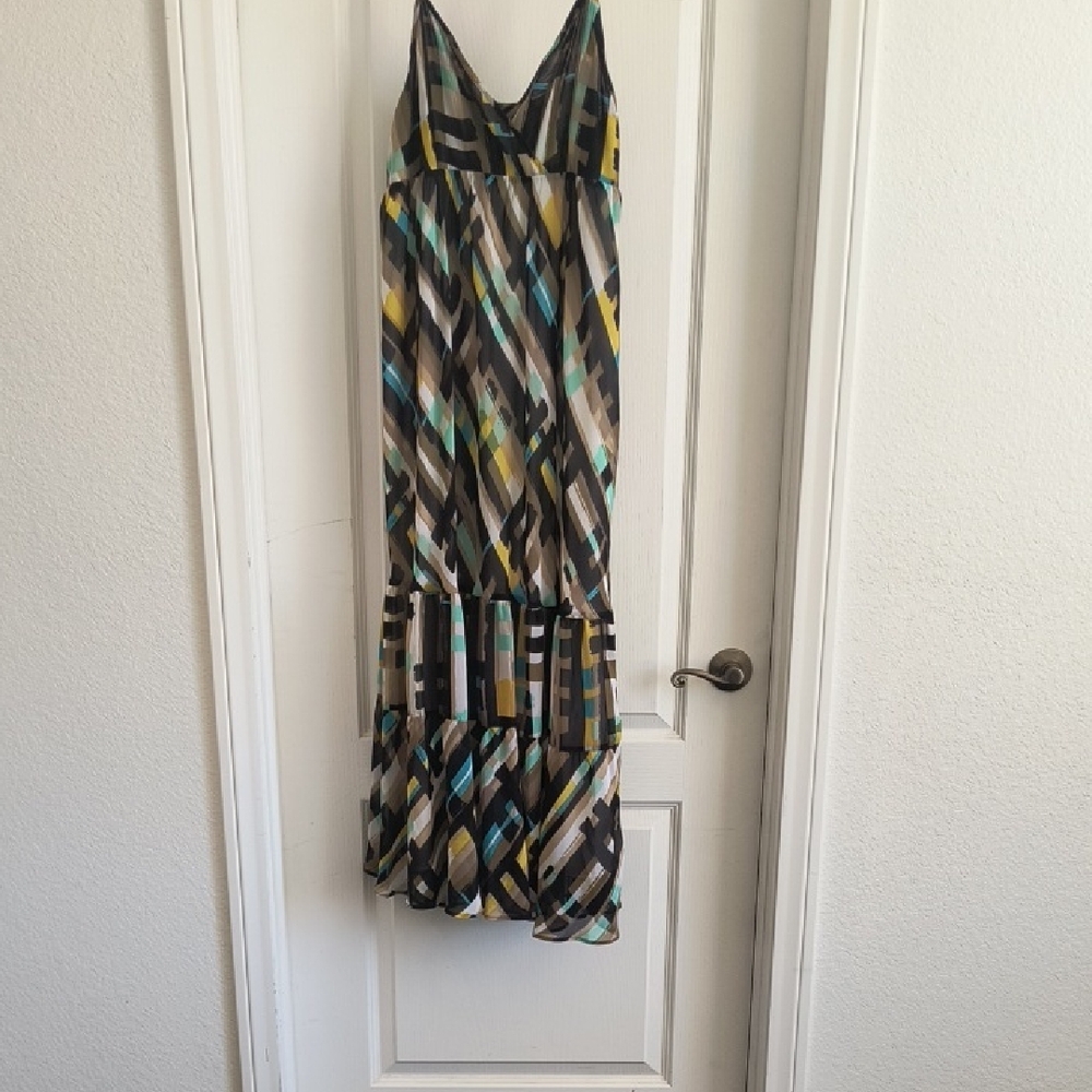 Attention Strappy Maxi Dress - Multicolor Geometric